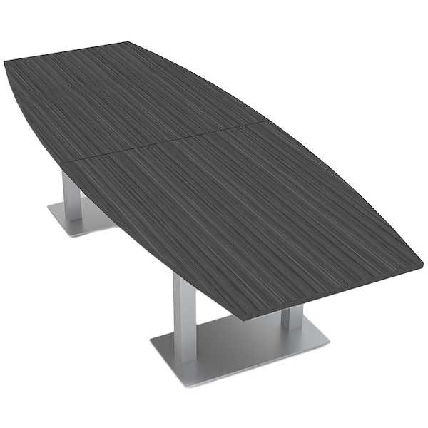 Boat Shaped 10 Person Conference Room Table, 46" W, 10 ft L, 29" H, Asian Night